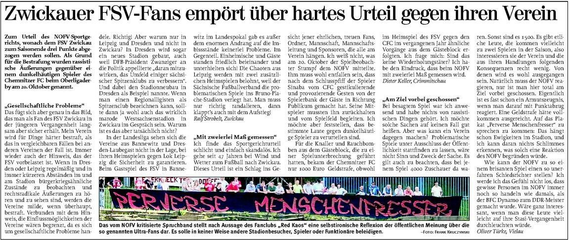 Freie Presse vom 14.11.2007 - FSV Zwickau - Chemnitzer FC (20.10.07)